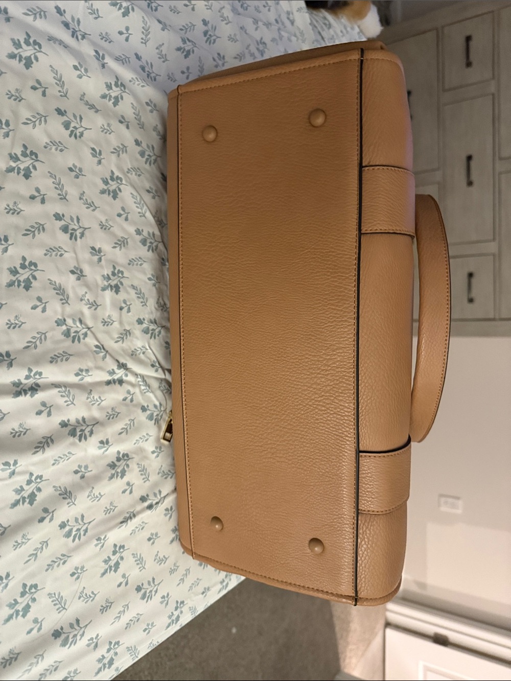 Poppy & Peonies Camel/Tan Pebbled Leather Tote - Picture 4 of 4